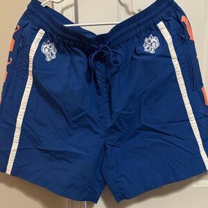 Blue Athletic Shorts with Wolf Logo